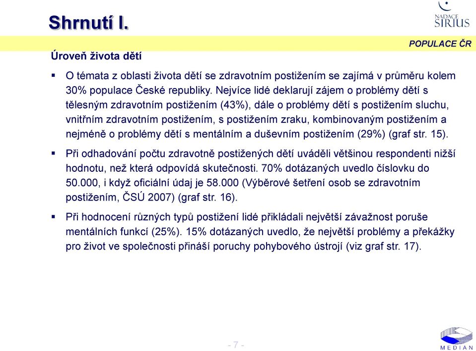 postižením a nejméně o problémy dětí s mentálním a duševním postižením (%) (graf str. 1).