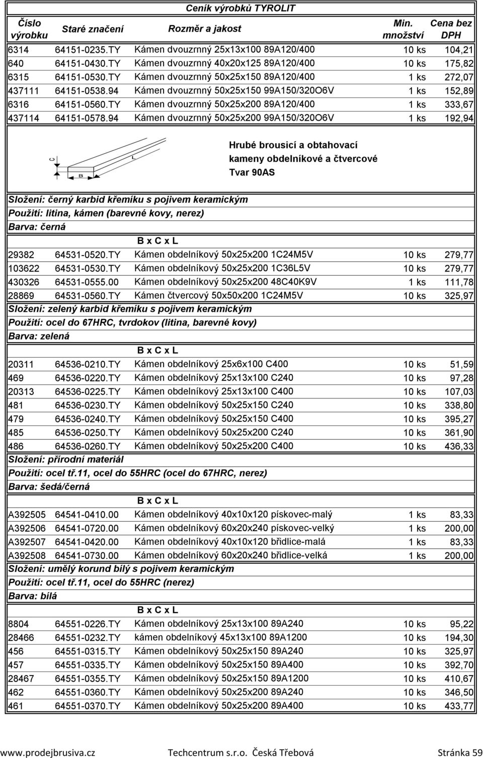 TY Kámen dvouzrnný 50x25x200 89A120/400 1 ks 333,67 437114 64151-0578.