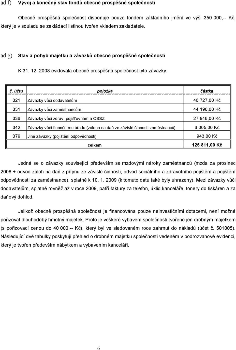 účtu položka částka 321 Závazky vůči dodavatelům 46 727,00 Kč 331 Závazky vůči zaměstnancům 44 190,00 Kč 336 Závazky vůči zdrav.