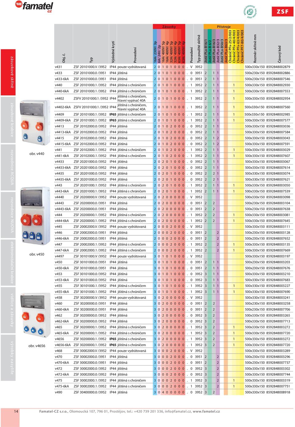 Jistič PLx-B16/3 Jistič PLx-B32/3 Jistič PLx-B50/3 Jistič PLx-B63/3 Chránič PFx-25/2/003 Chránič PFx-40/4/003 Chránič PFx-63/4/003 Chránič PF7-80/4/003 v431 ZSF 20101000.