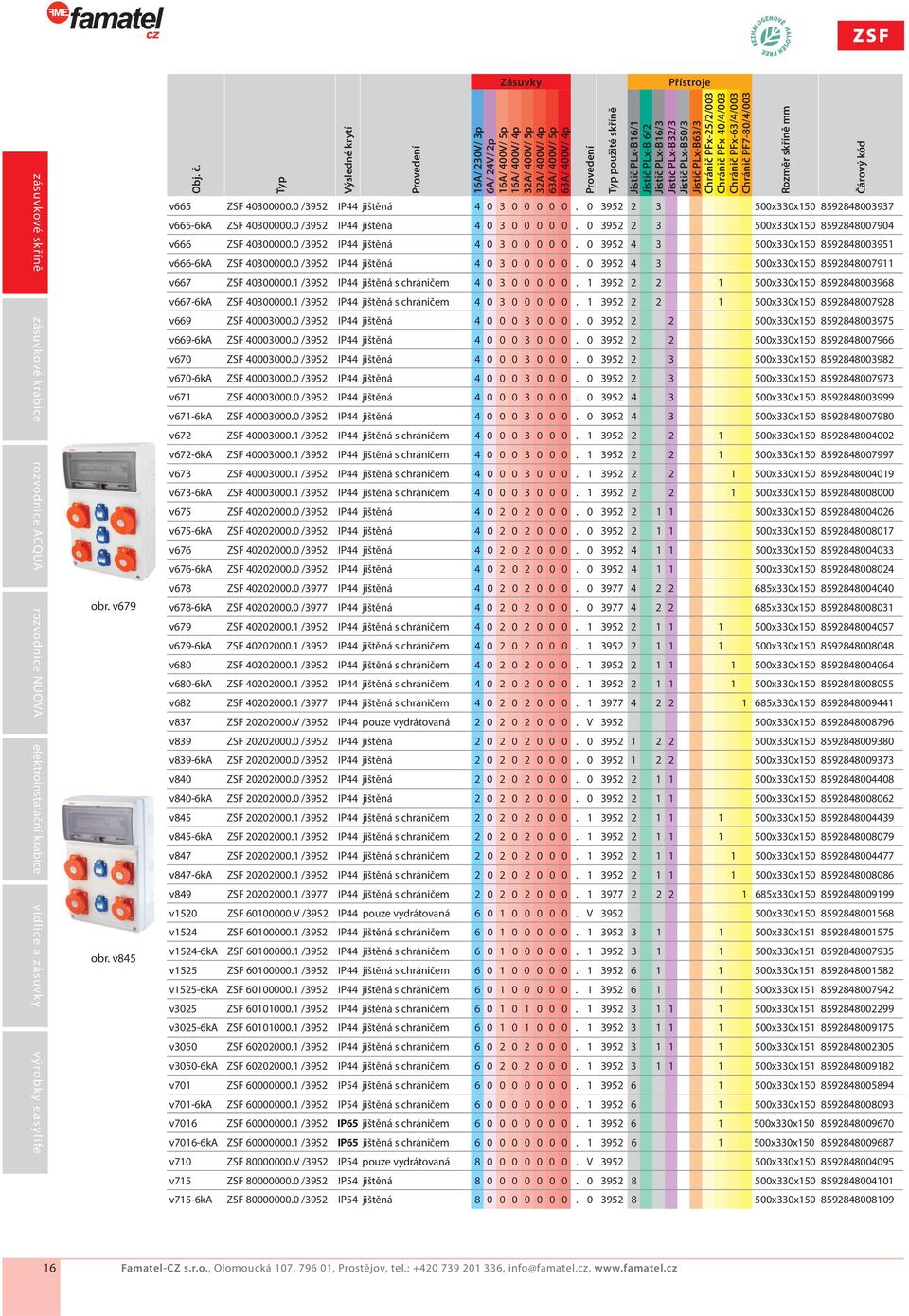 Jistič PLx-B16/3 Jistič PLx-B32/3 Jistič PLx-B50/3 Jistič PLx-B63/3 Chránič PFx-25/2/003 Chránič PFx-40/4/003 Chránič PFx-63/4/003 Chránič PF7-80/4/003 v665 ZSF 40300000.