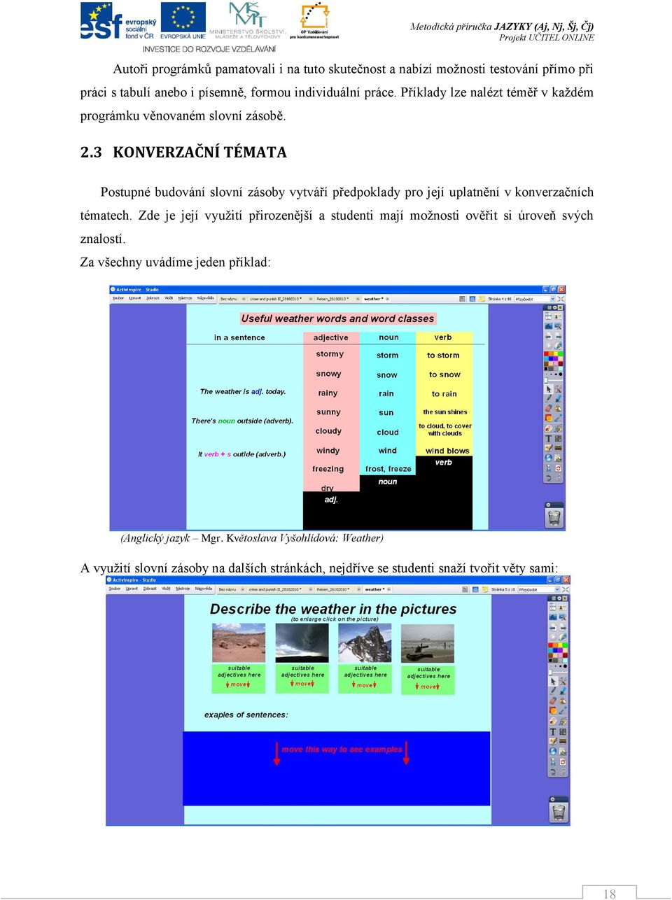 3 KONVERZAČNÍ TÉMATA Postupné budování slovní zásoby vytváří předpoklady pro její uplatnění v konverzačních tématech.