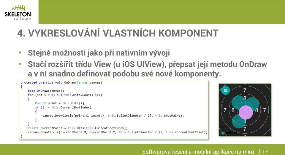 přepsat její metodu OnDraw a v ní snadno definovat podobu své