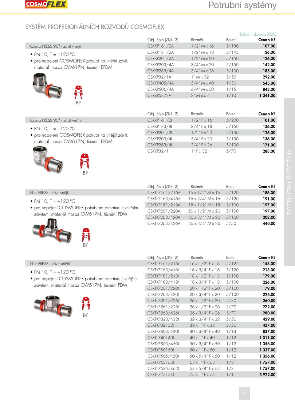 B-F CSXKP181/2A 1/2 M x 18 5/175 126,00 CSXKP201/2A 1/2 M x 20 5/150 126,00 CSXKP203/4A 3/4 M x 20 5/150 142,00 CSXKP263/4A 3/4 M x 26 5/100 185,00 CSXKP32/1A 1 M x 32 5/50 292,00 CSXKP405/4A 5/4 M x