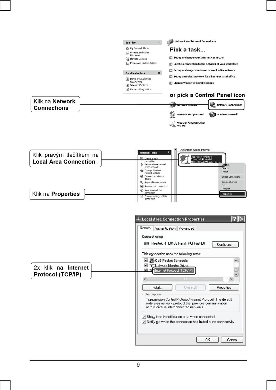 Connection Klik na Properties 2x