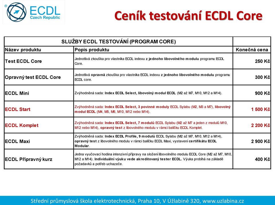 300 Kč ECDL Mini Zvýhodněná sada: Index ECDL Select, libovolný modul ECDL (M2 až M7, M10, M12 a M14).