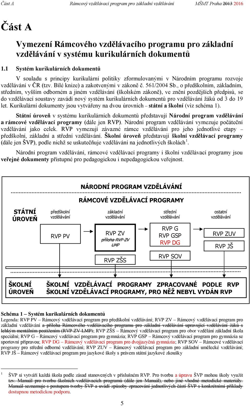 , o předškolním, základním, středním, vyšším odborném a jiném vzdělávání (školském zákoně), ve znění pozdějších předpisů, se do vzdělávací soustavy zavádí nový systém kurikulárních dokumentů pro