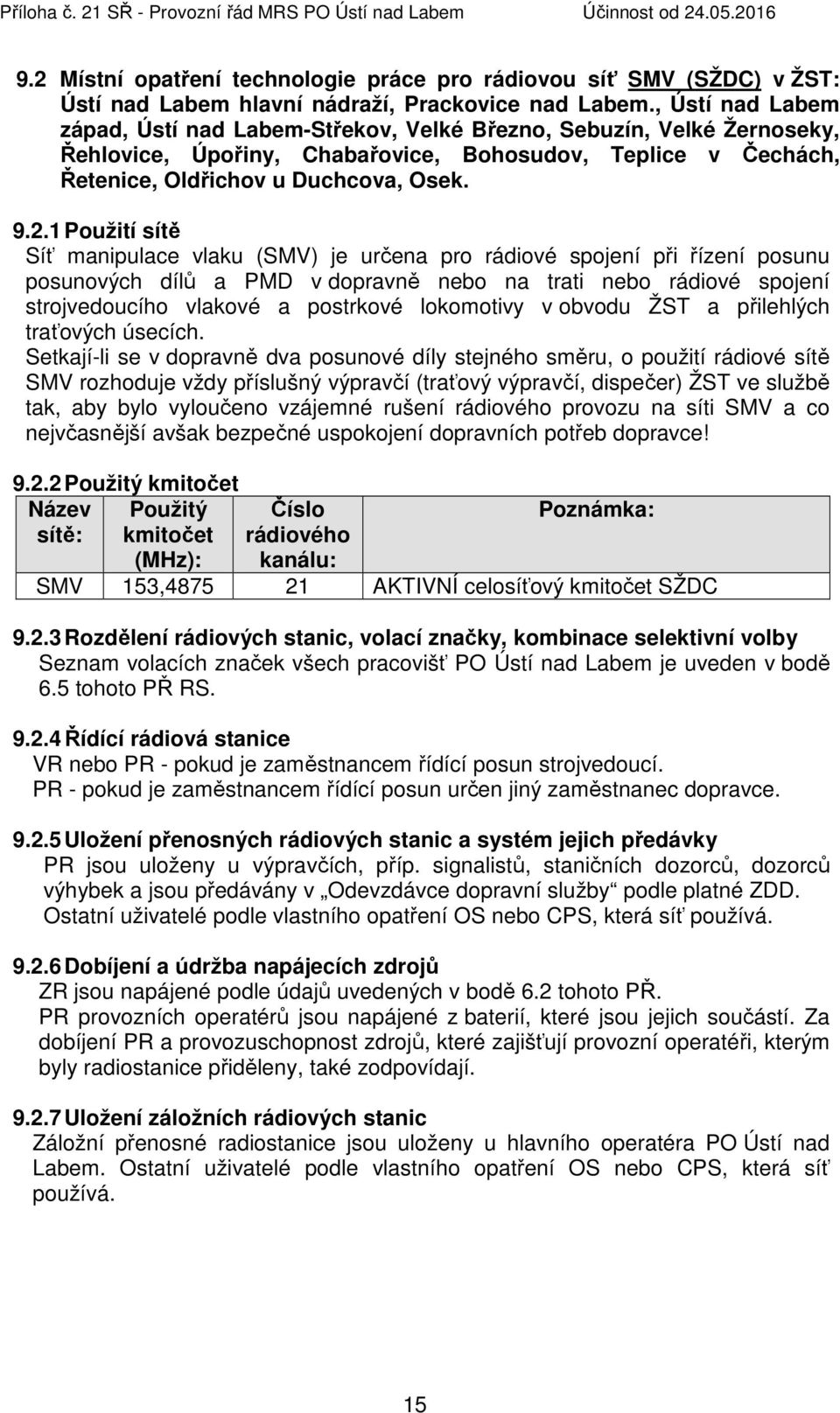 1 Použití sítě Síť manipulace vlaku (SMV) je určena pro rádiové spojení při řízení posunu posunových dílů a PMD v dopravně nebo na trati nebo rádiové spojení strojvedoucího vlakové a postrkové