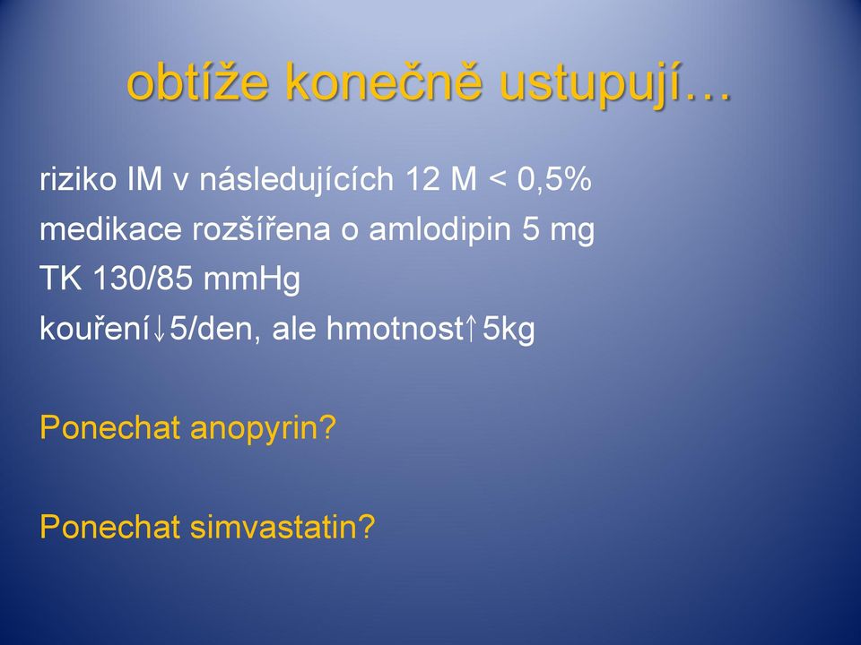 amlodipin 5 mg TK 130/85 mmhg kouření 5/den,