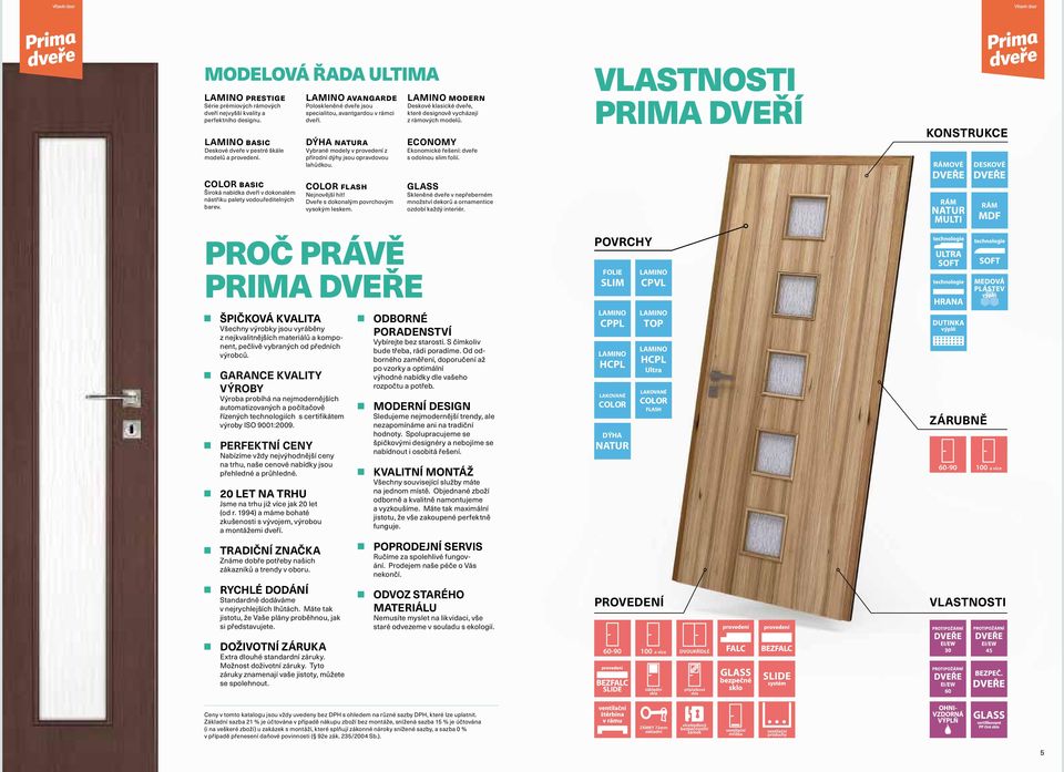 modern Deskové klasické dveře, které designově vycházejí z rámových modelů. ECONOMY Ekonomické řešení: dveře s odolnou slim folií.