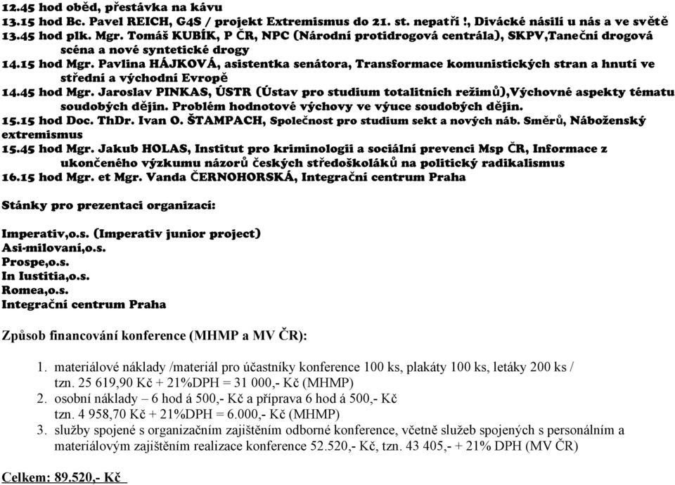 Pavlina HÁJKOVÁ, asistentka senátora, Transformace komunistických stran a hnutí ve střední a východní Evropě 14.45 hod Mgr.