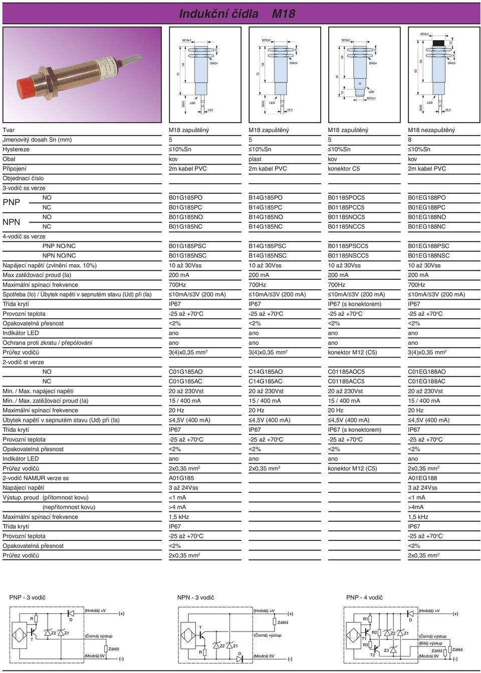 B01G185NO B1G185NO B01185NOC5 B01EG188NO NC B01G185NC B1G185NC B01185NCC5 B01EG188NC -vodič ss verze PNP NO/NC B01G185PSC B1G185PSC B01185PSCC5 B01EG188PSC NPN NO/NC B01G185NSC B1G185NSC B01185NSCC5