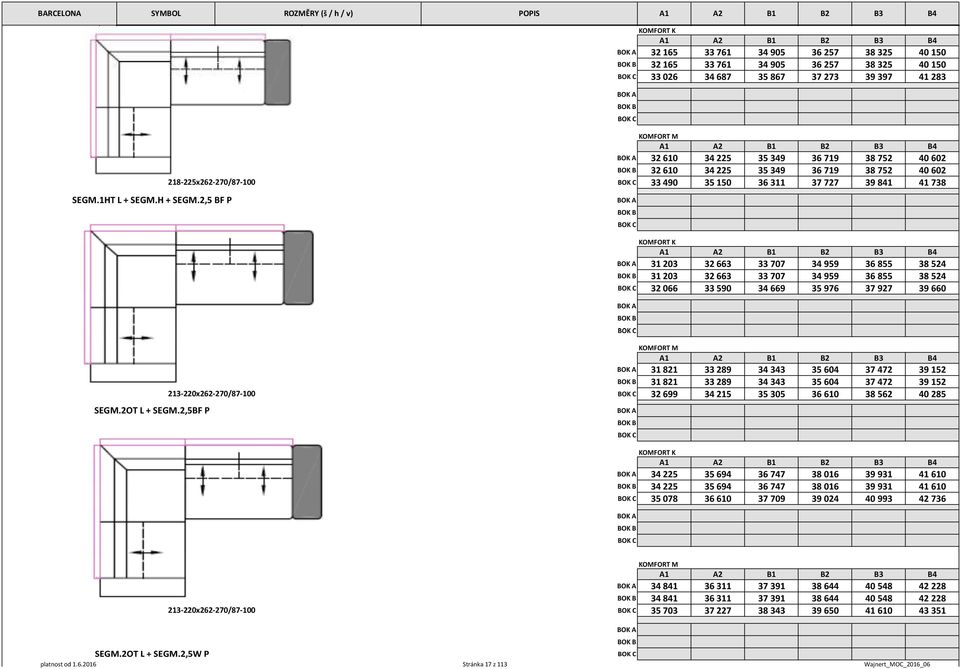 2,5 BF P KOMFORT M A1 A2 B1 B2 B3 B4 BOK A 32610 34225 35349 36719 38752 40602 BOK B 32610 34225 35349 36719 38752 40602 BOK C 33490 35150 36311 37727 39841 41738 BOK A BOK B BOK C KOMFORT K A1 A2 B1