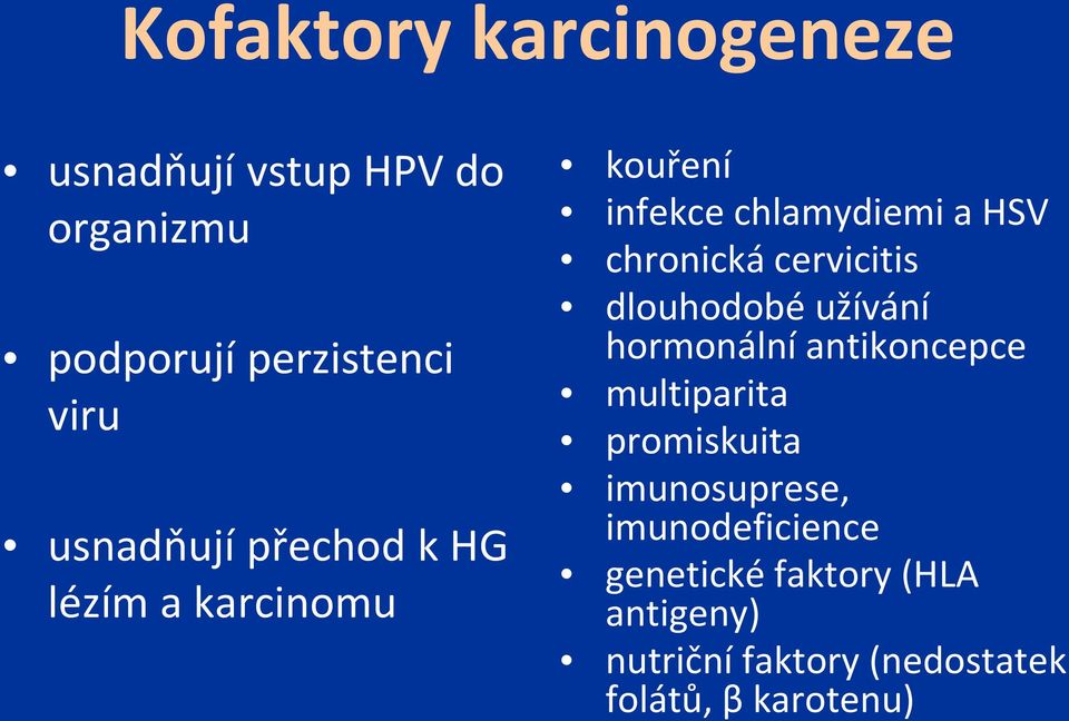 cervicitis dlouhodobé užívání hormonální antikoncepce multiparita promiskuita