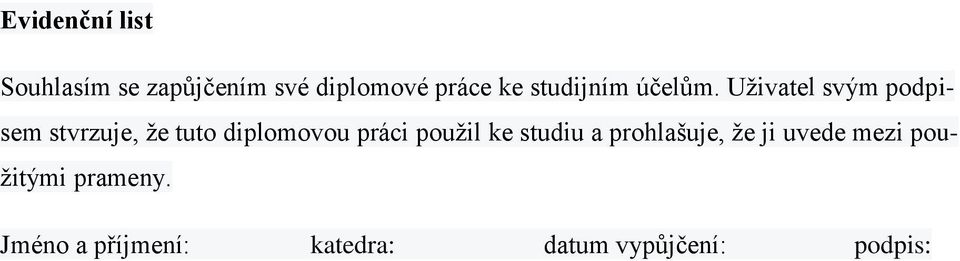 Uživatel svým podpisem stvrzuje, že tuto diplomovou práci