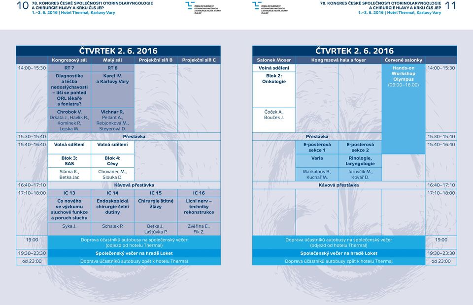 , Rebjonková M., Steyerová D. Čoček A., Bouček J. 14:00 15:30 15:30 15:40 Přestávka Přestávka 15:30 15:40 15:40 16:40 Volná sdělení Volná sdělení E-posterová sekce 1 Blok 3: SAS Sláma K., Betka Jar.
