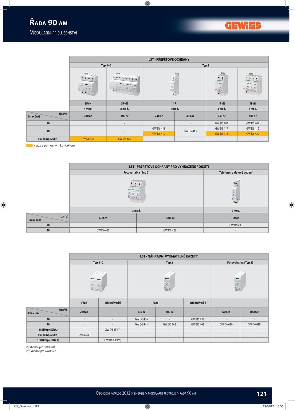 230 ac 400 ac 230 ac 400 ac 230 ac 400 ac 20 - - - - GW D6 407 GW D6 409 40 - - GW D6 411 GW D6 417 GW D6 419 GW D6 413 GW D6 412 GW D6 418 GW D6 420 100 (Iimp=25kA) GW D6 404 GW D6 405 - - - - verze