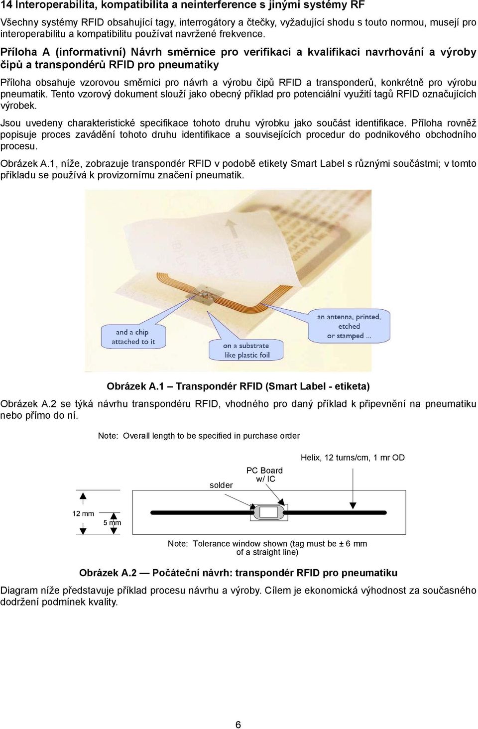 Příloha A (informativní) Návrh směrnice pro verifikaci a kvalifikaci navrhování a výroby čipů a transpondérů RFID pro pneumatiky Příloha obsahuje vzorovou směrnici pro návrh a výrobu čipů RFID a