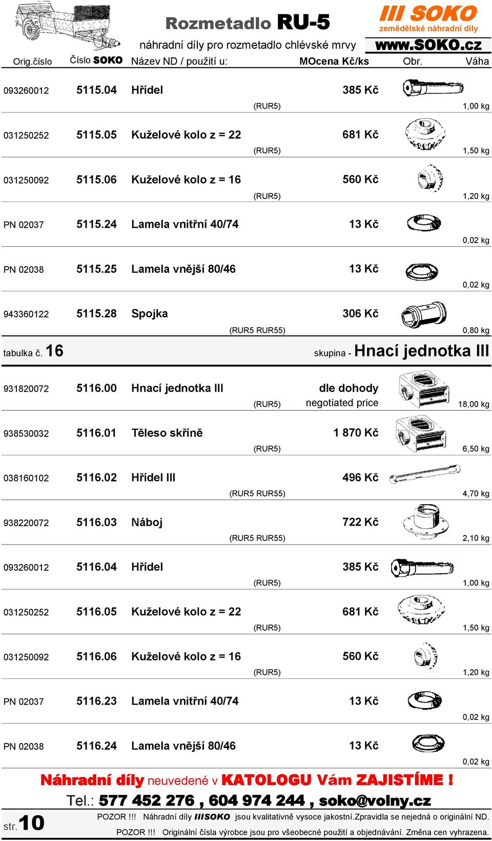 01 Těleso skříně 1 870 Kč 6,50 kg 038160102 5116.02 Hřídel III 496 Kč 4,70 kg 938220072 5116.03 Náboj 722 Kč 093260012 5116.04 Hřídel 385 Kč 031250252 5116.