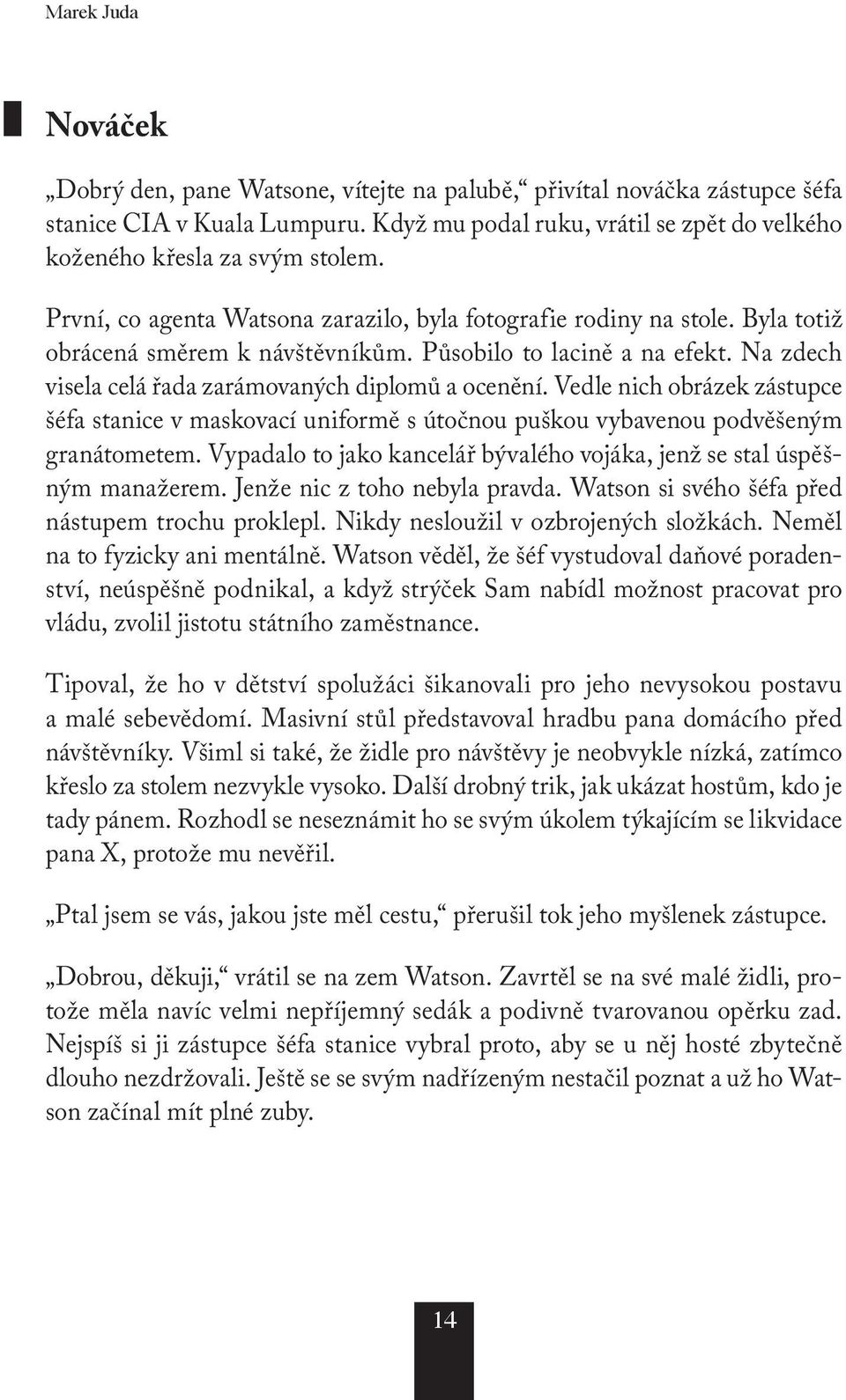 Vedle nich obrázek zástupce šéfa stanice v maskovací uniformě s útočnou puškou vybavenou podvěšeným granátometem. Vypadalo to jako kancelář bývalého vojáka, jenž se stal úspěšným manažerem.