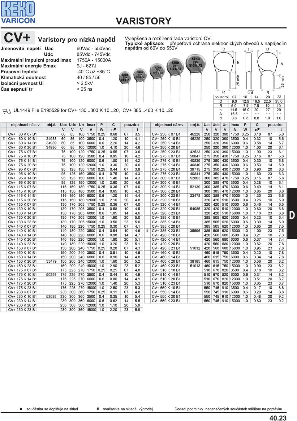 ..20 V V V A W nf t CV+ 60 K 07 B1 60 85 100 1750 0.25 0.68 07 3.5 # CV+ 60 K 10 B1 34988 60 85 100 3500 0.4 1.20 10 4.1 CV+ 60 K 14 B1 34989 60 85 100 6000 0.6 2.20 14 4.