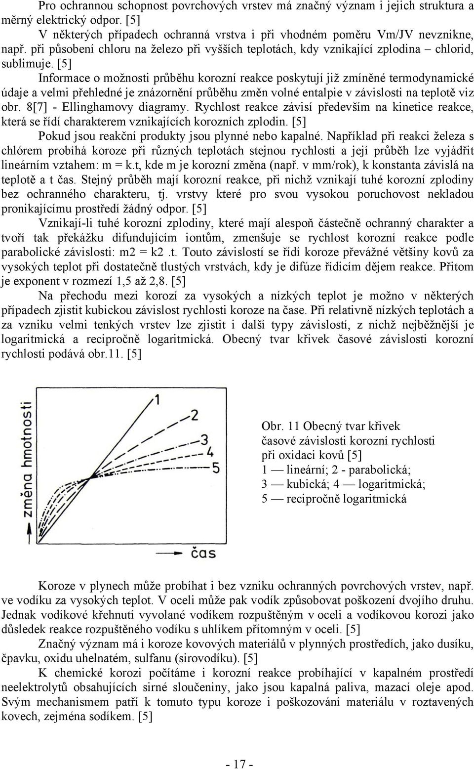 [5] Informace o možnosti průběhu korozní reakce poskytují již zmíněné termodynamické údaje a velmi přehledné je znázornění průběhu změn volné entalpie v závislosti na teplotě viz obr.