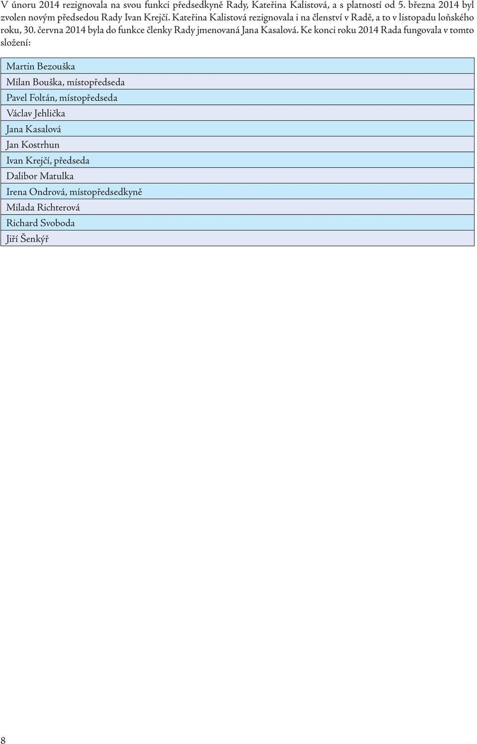 června byla do funkce členky Rady jmenovaná Jana Kasalová.