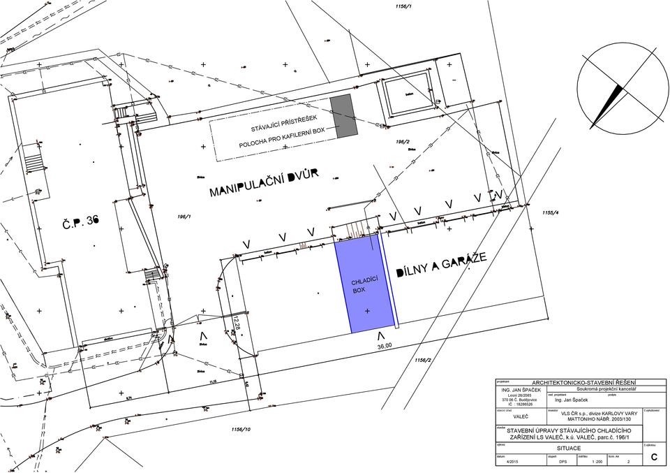 Jan Špaček IČ : 18286526 projektant obecní úřad stavba výkres datum VALEČ investor VLS ČR s.p., divize KARLOVY VARY MATTONIHO NÁBŘ.