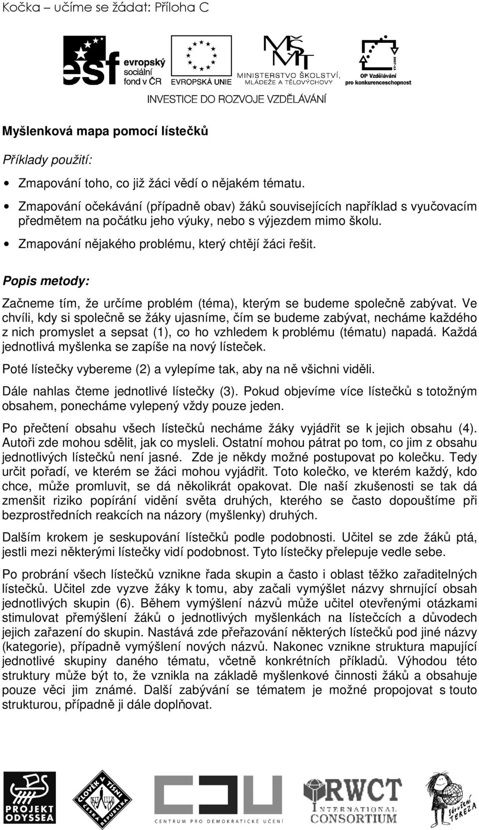 Popis metody: Začneme tím, že určíme problém (téma), kterým se budeme společně zabývat.