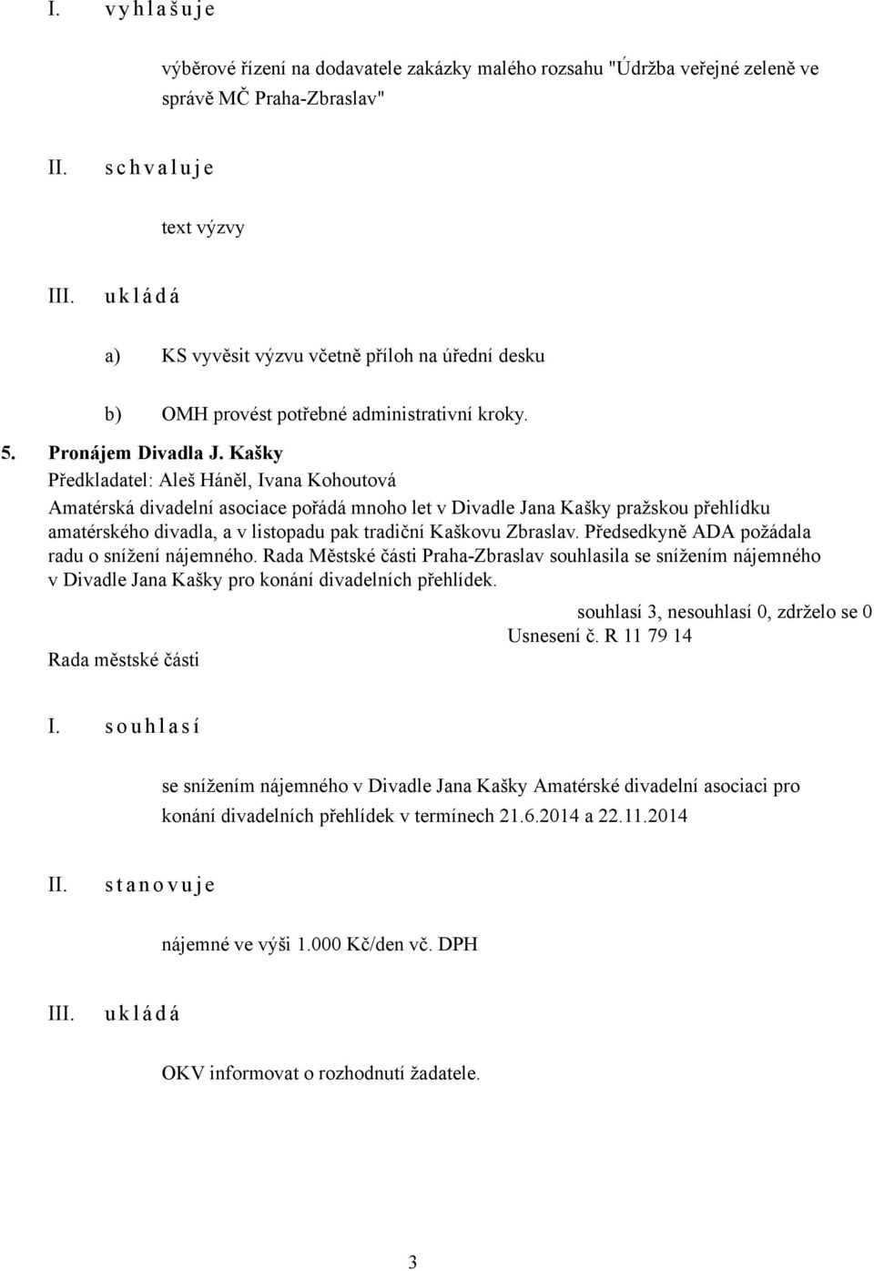 Kašky, Ivana Kohoutová Amatérská divadelní asociace pořádá mnoho let v Divadle Jana Kašky pražskou přehlídku amatérského divadla, a v listopadu pak tradiční Kaškovu Zbraslav.