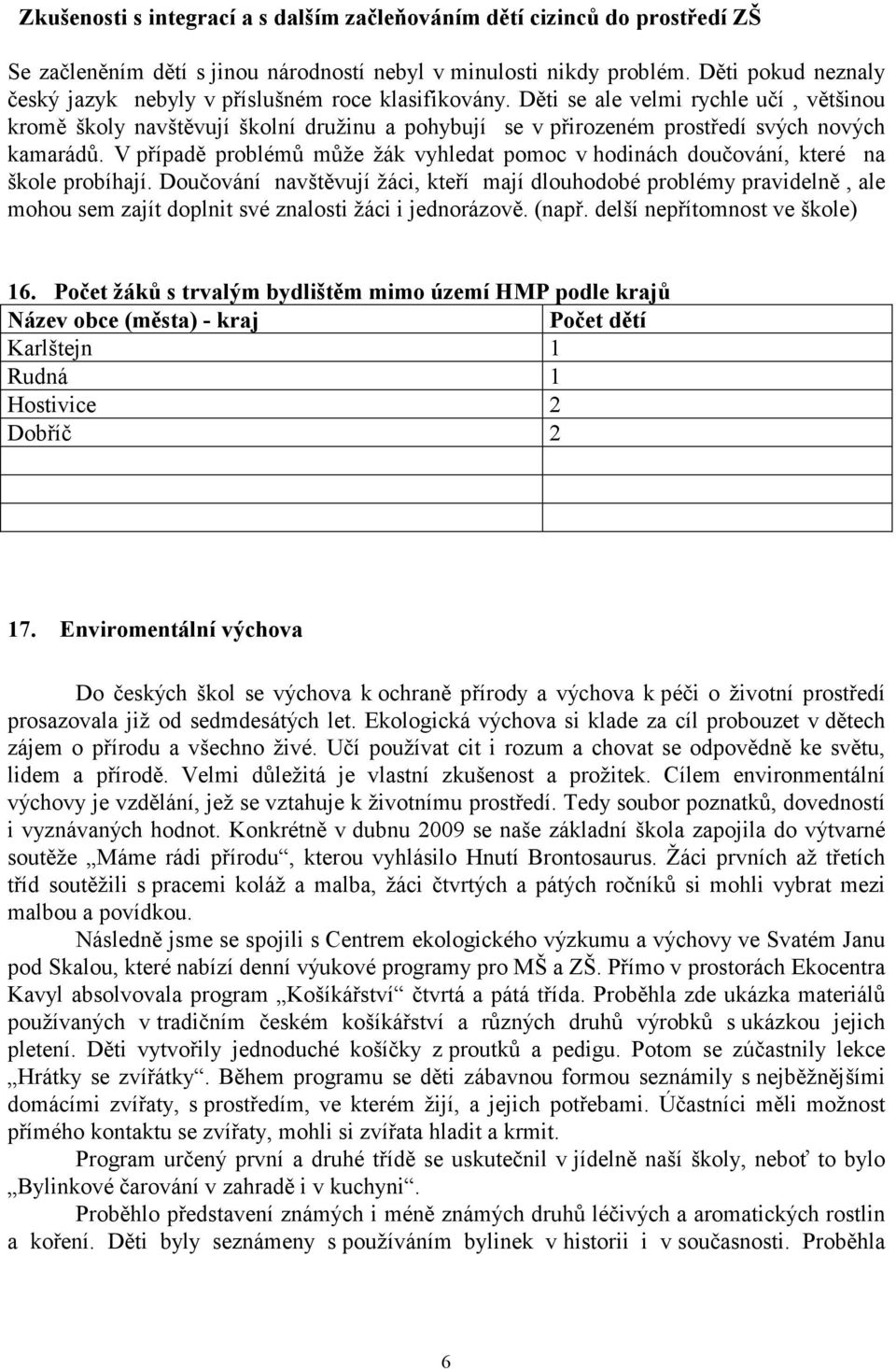 Děti se ale velmi rychle učí, většinou kromě školy navštěvují školní družinu a pohybují se v přirozeném prostředí svých nových kamarádů.