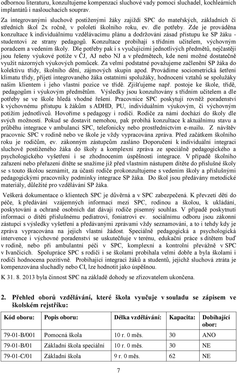 Zde je prováděna konzultace k individuálnímu vzdělávacímu plánu a dodržování zásad přístupu ke SP žáku - studentovi ze strany pedagogů.