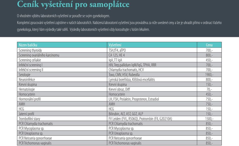 Výsledky laboratorních vyšetření vždy konzultujte s Vaším lékařem.