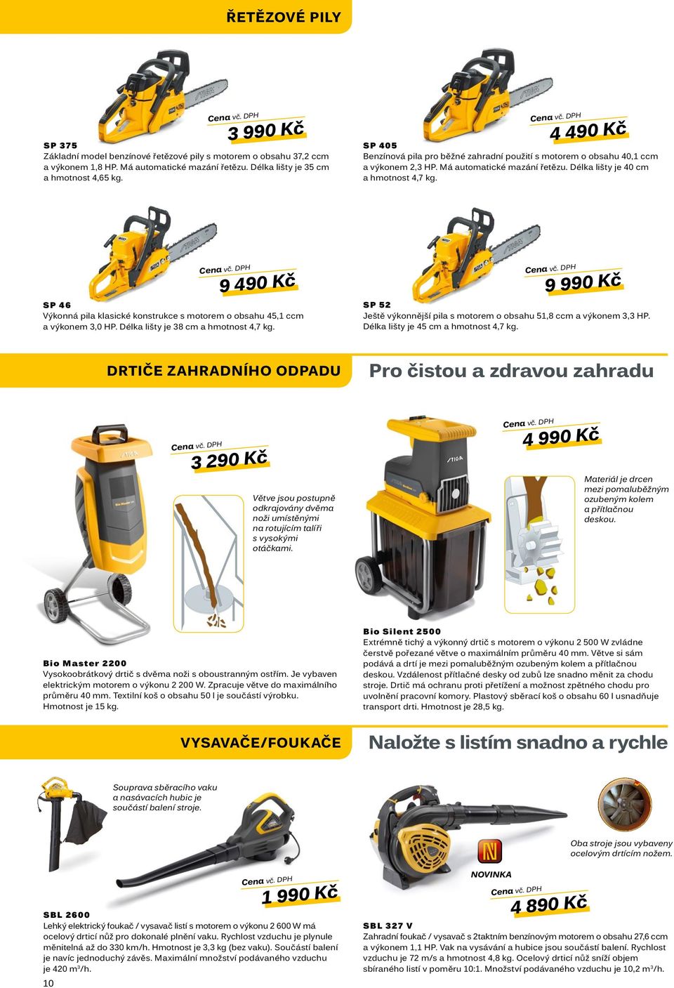 9 490 Kč SP 46 Výkonná pila klasické konstrukce s motorem o obsahu 45,1 ccm a výkonem 3,0 HP. Délka lišty je 38 cm a hmotnost 4,7 kg.