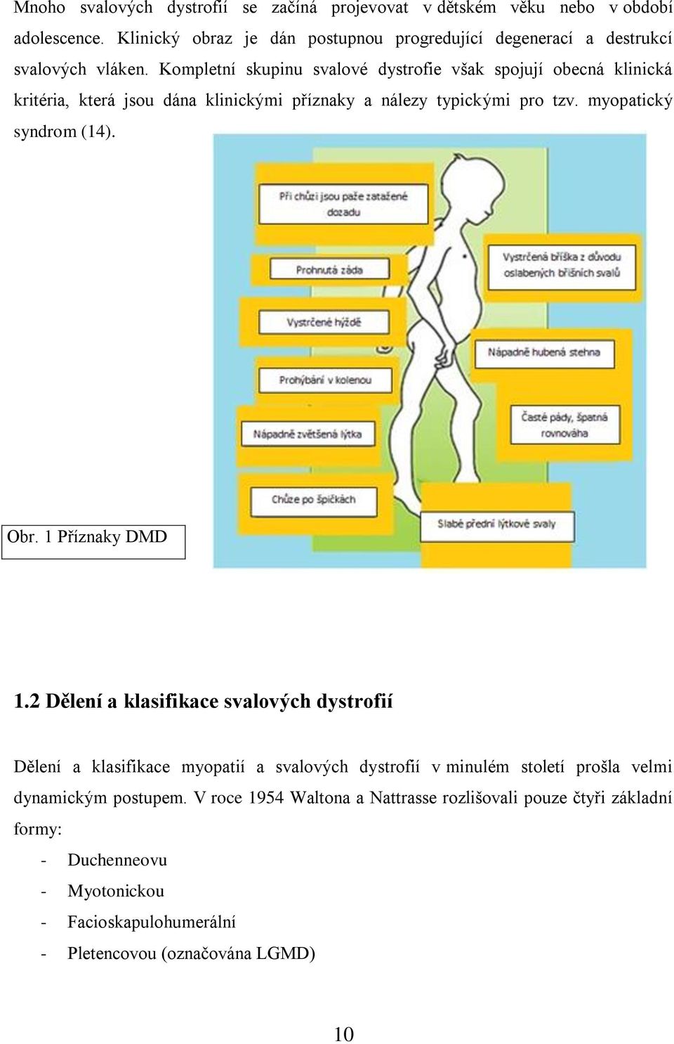 Kompletní skupinu svalové dystrofie však spojují obecná klinická kritéria, která jsou dána klinickými příznaky a nálezy typickými pro tzv. myopatický syndrom (14).