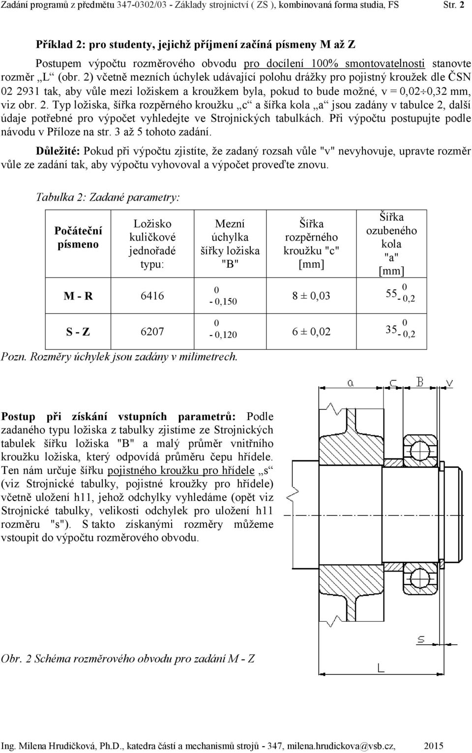 2) včetně mezních úchylek udávající polohu drážky pro pojistný kroužek dle ČSN 2 