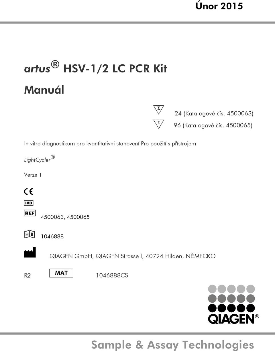 4500065) In vitro diagnostikum pro kvantitativní stanovení Pro použití s