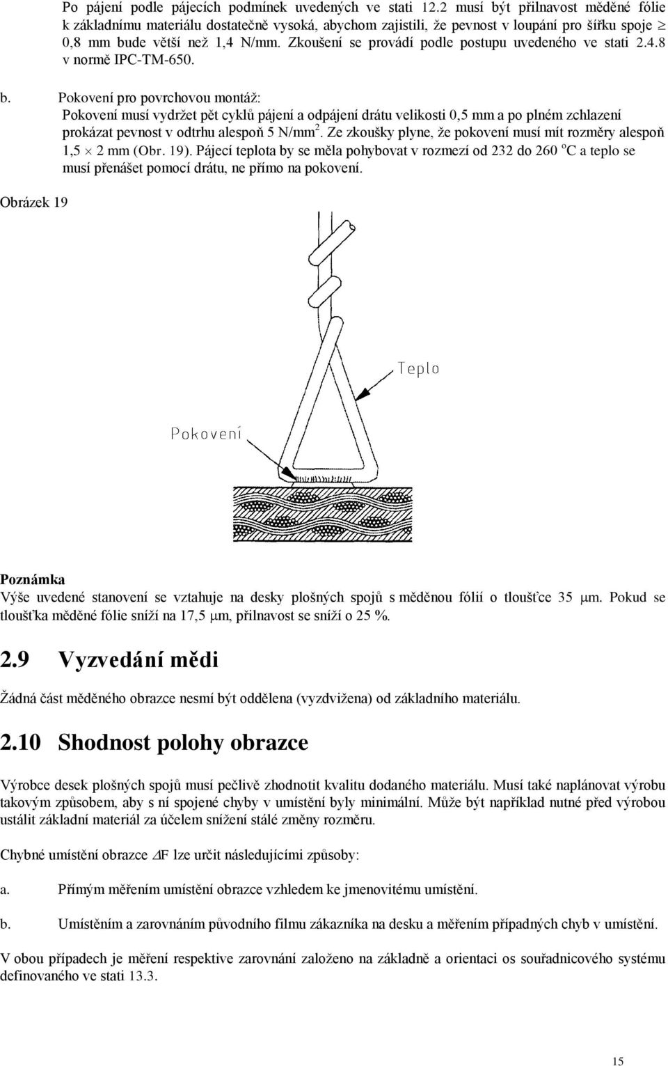 Zkoušení se provádí podle postupu uvedeného ve stati 2.4.8 v normě IPC-TM-650. b.