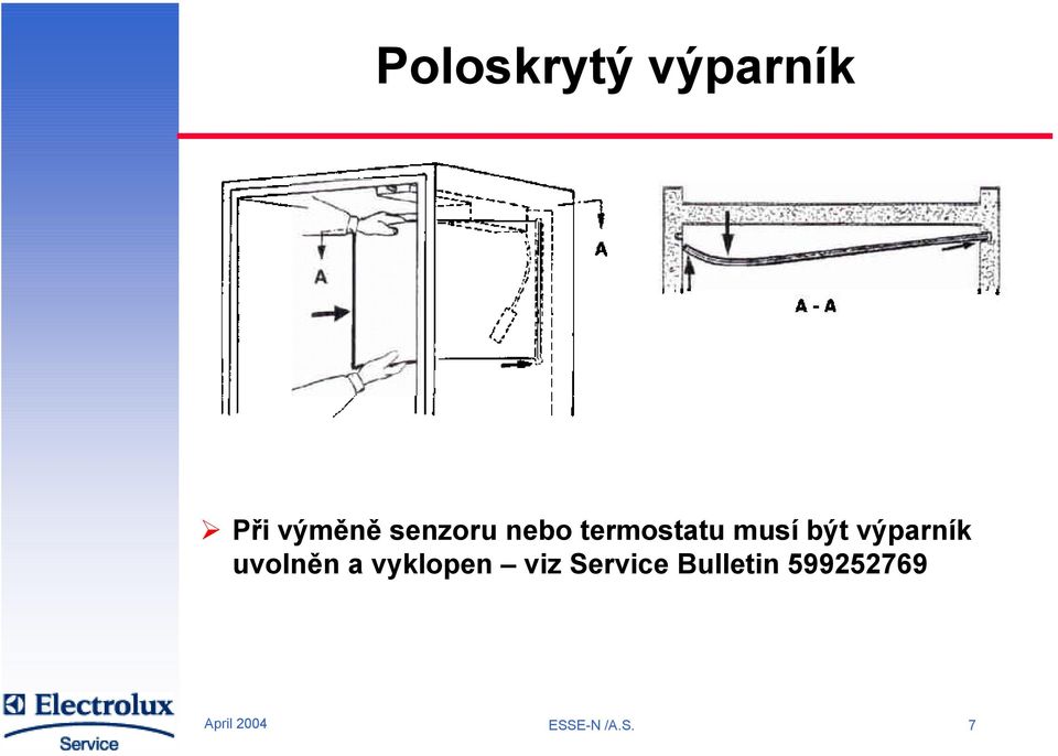 výparník uvolněn a vyklopen viz