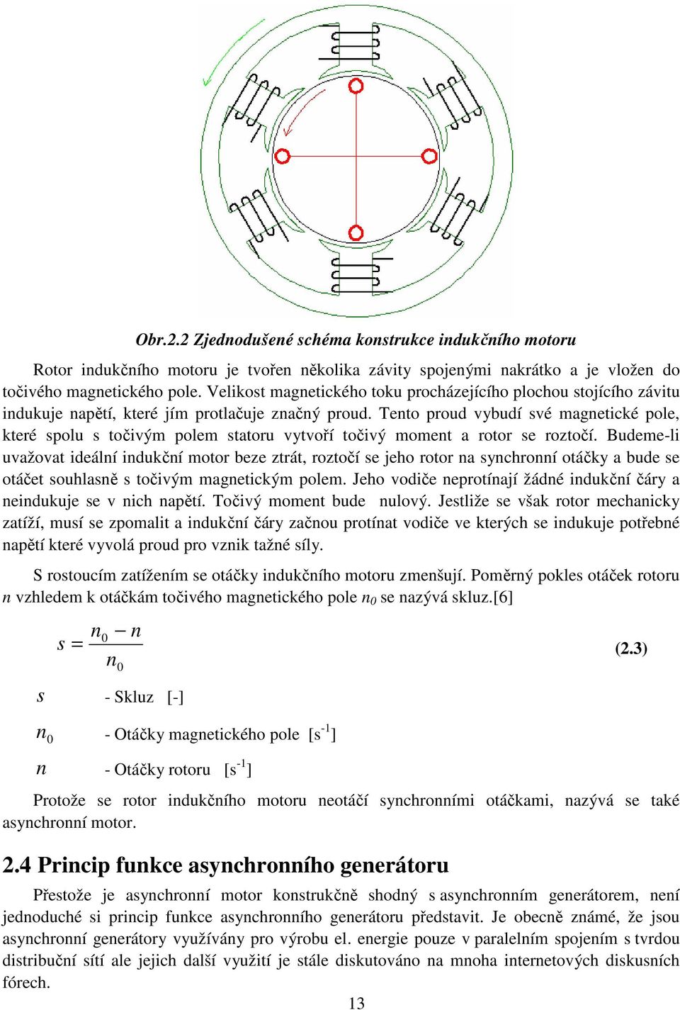 Tento proud vybudí své magnetické pole, které spolu s točivým polem statoru vytvoří točivý moment a rotor se roztočí.