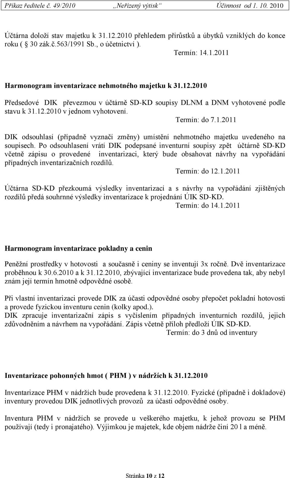 Po odsouhlasení vrátí DIK podepsané inventurní soupisy zpět účtárně SD-KD včetně zápisu o provedené inventarizaci, který bude obsahovat návrhy na vypořádání případných inventarizačních rozdílů.