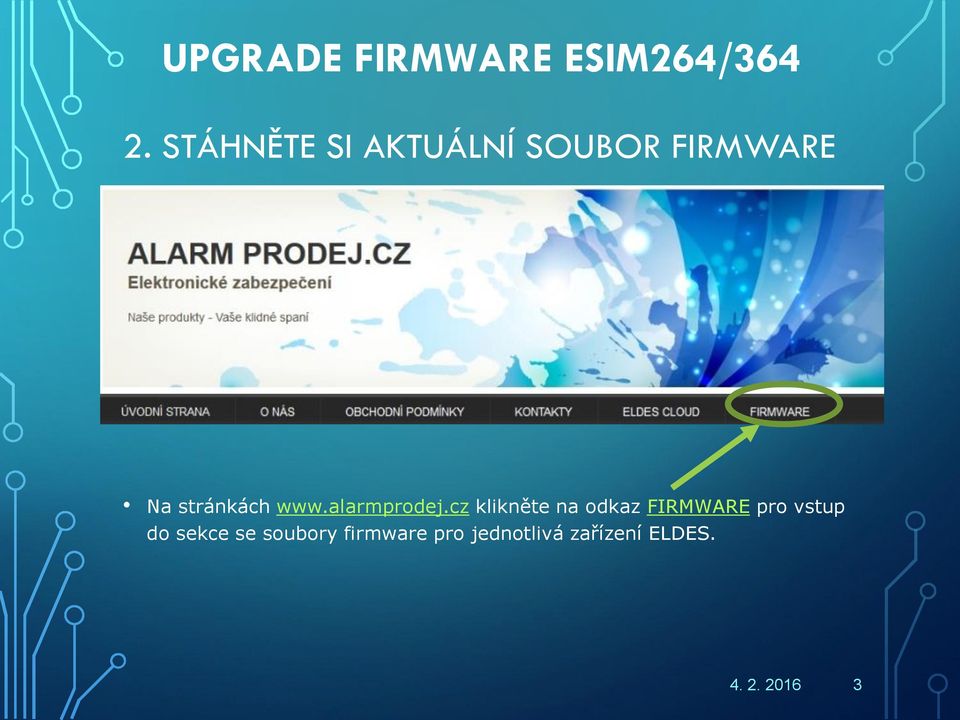 cz klikněte na odkaz FIRMWARE pro vstup do