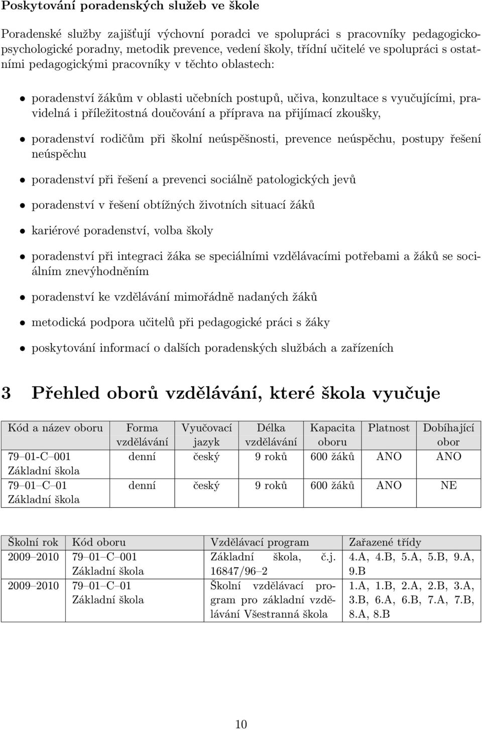 přijímací zkoušky, poradenství rodičům při školní neúspěšnosti, prevence neúspěchu, postupy řešení neúspěchu poradenství při řešení a prevenci sociálně patologických jevů poradenství v řešení