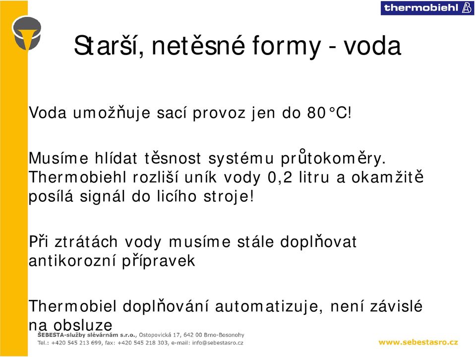 Thermobiehl rozliší uník vody 0,2 litru a okamžitě posílá signál do licího