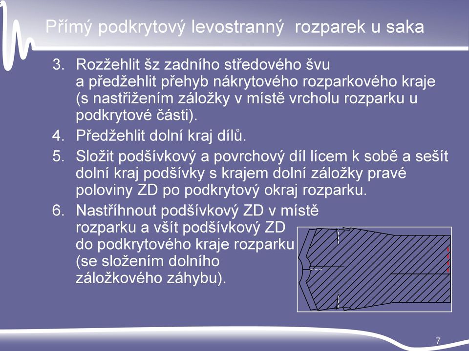 rozparku u podkrytové části). 4. Předžehlit dolní kraj dílů. 5.