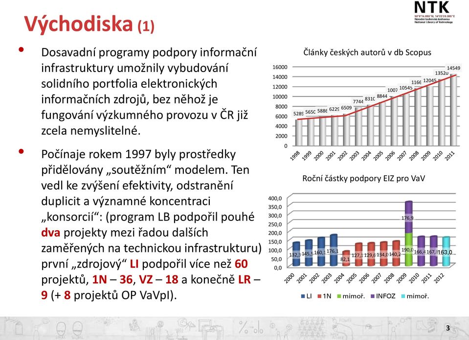 Ten vedl ke zvýšení efektivity, odstranění duplicit a významné koncentraci konsorcií : (program LB podpořil pouhé dva projekty mezi řadou dalších zaměřených na technickou infrastrukturu) první