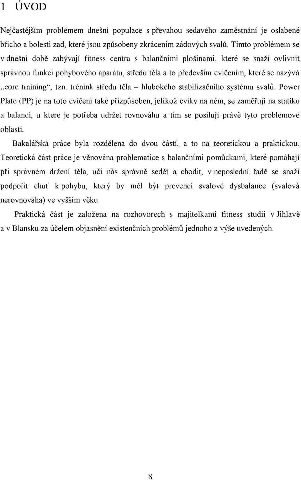 training, tzn. trénink středu těla hlubokého stabilizačního systému svalů.