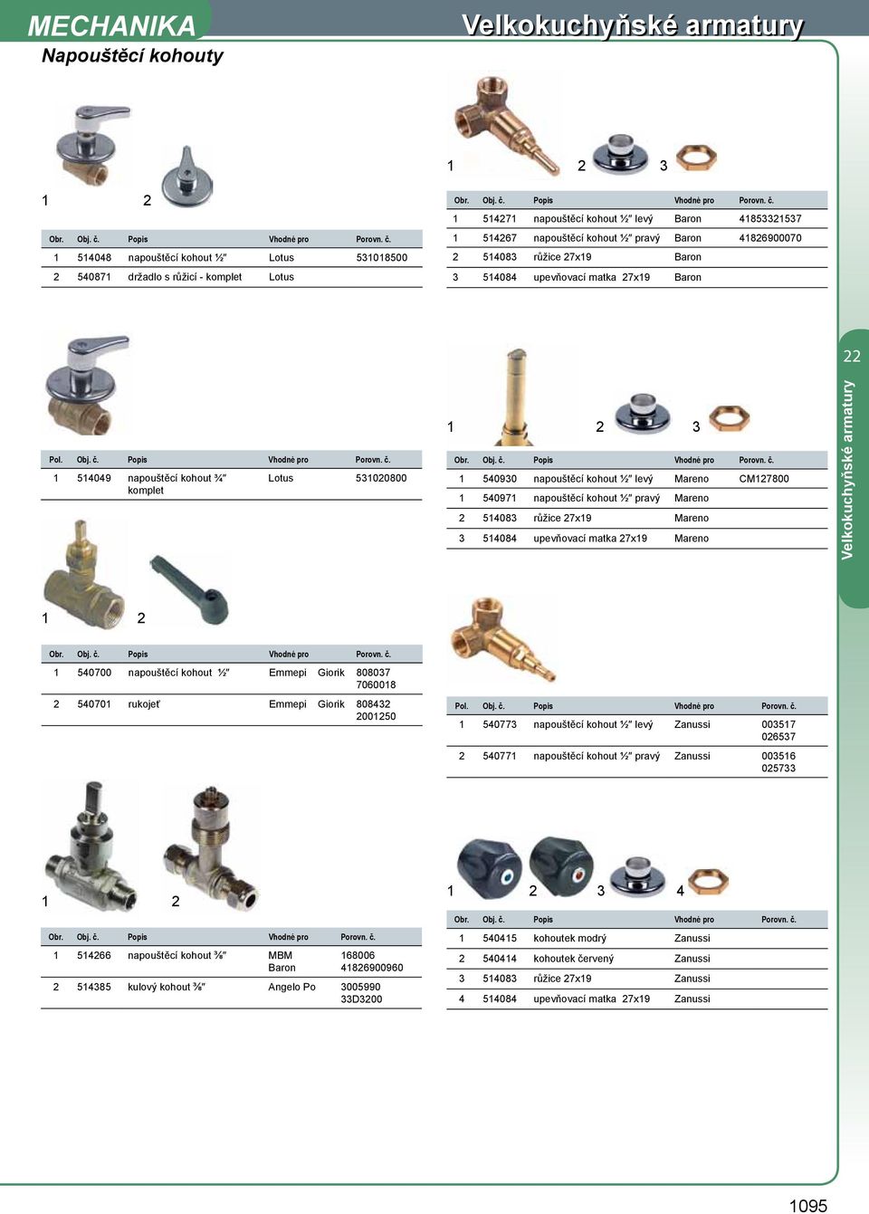 Popis 09 napouštěcí kohout ¾ komplet Lotus 00800 090 napouštěcí kohout ½ levý Mareno CM7800 097 napouštěcí kohout ½ pravý Mareno 08 růžice 7x9 Mareno 08 upevňovací matka 7x9 Mareno 0700 napouštěcí