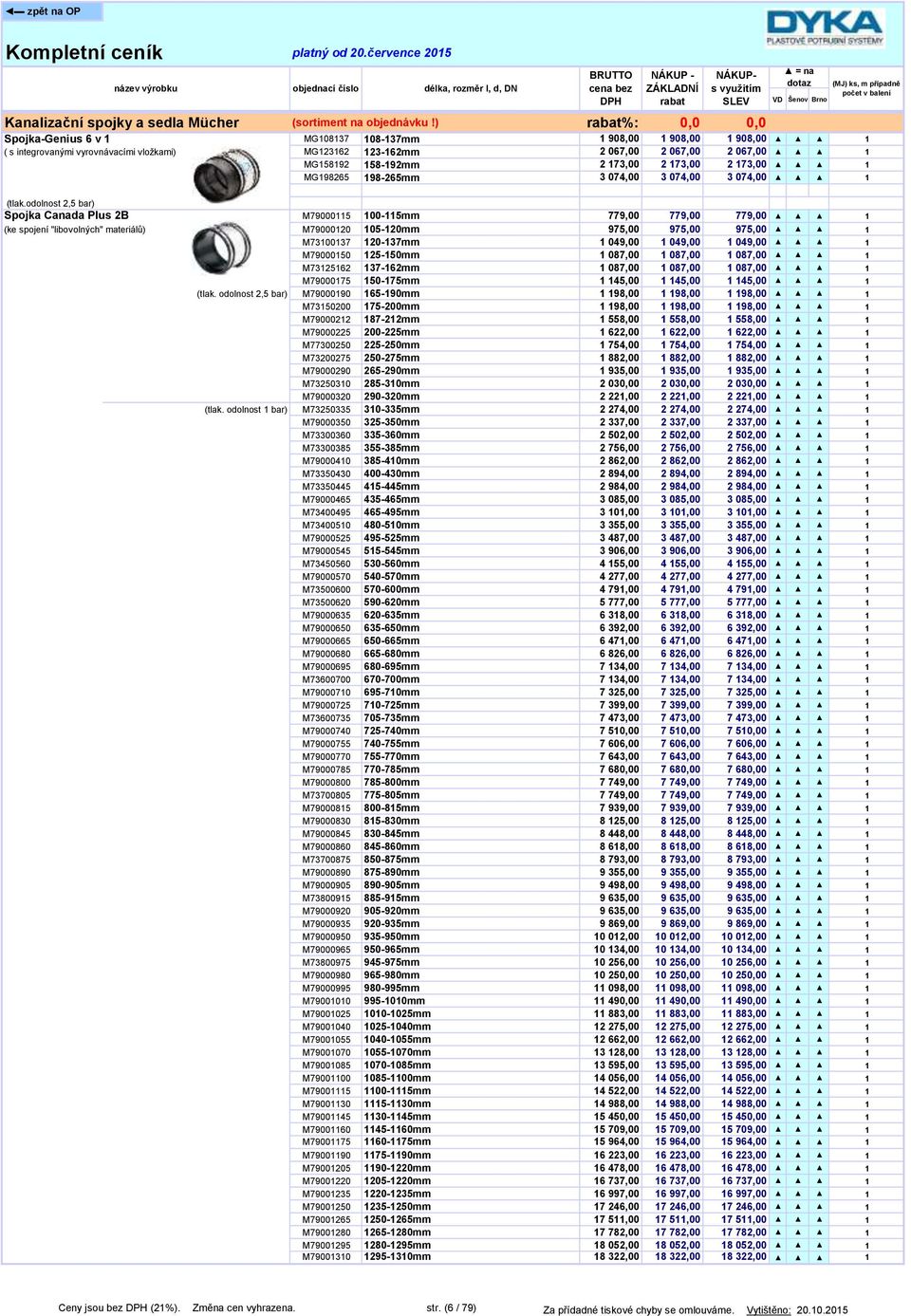 2 173,00 2 173,00 1 MG198265 198-265mm 3 074,00 3 074,00 3 074,00 1 (tlak.