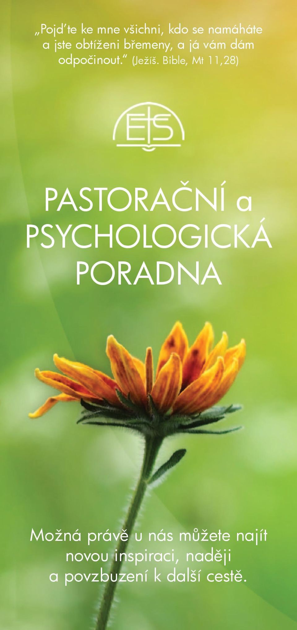 Bible, Mt 11,28) PASTORAČNÍ a PSYCHOLOGICKÁ PORADNA Možná